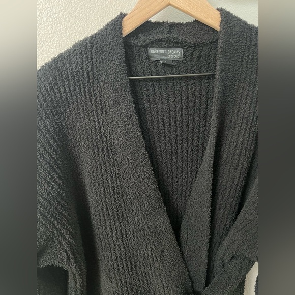 Barefoot Dreams CozyChic® Side Tie Robe Black Large - Picture 5 of 8